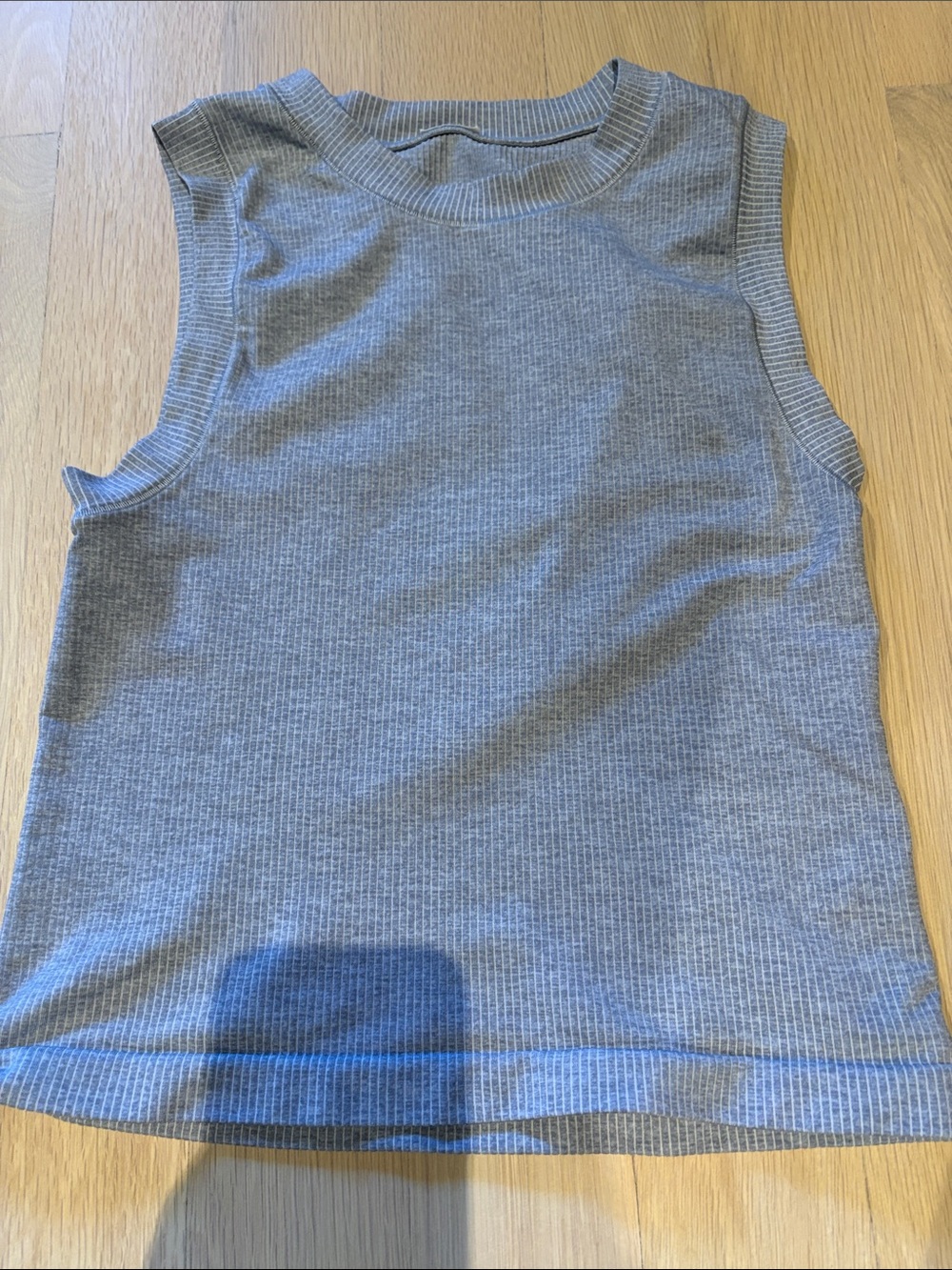 Athleta Gray Ribbed Muscle Tank